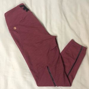 Maduka Red Capri Leggings with Corset Detail